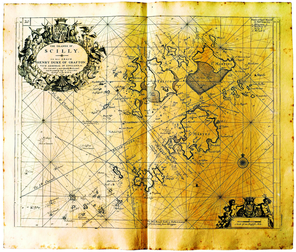 Chart 20 in Greenvile Collins’ great sea atlas, the Isles of Scilly.